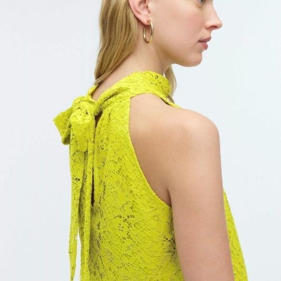 J. Crew Lace Chartreuse Halter Neck Blouse XXS - Picture 3 of 12